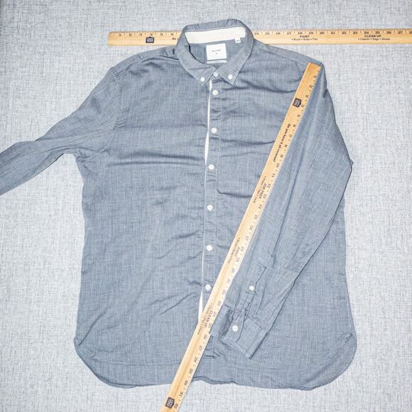 Billy Reid Men's Small Standard fit Button Down Shirt Chambray herringbone - Picture 7 of 7